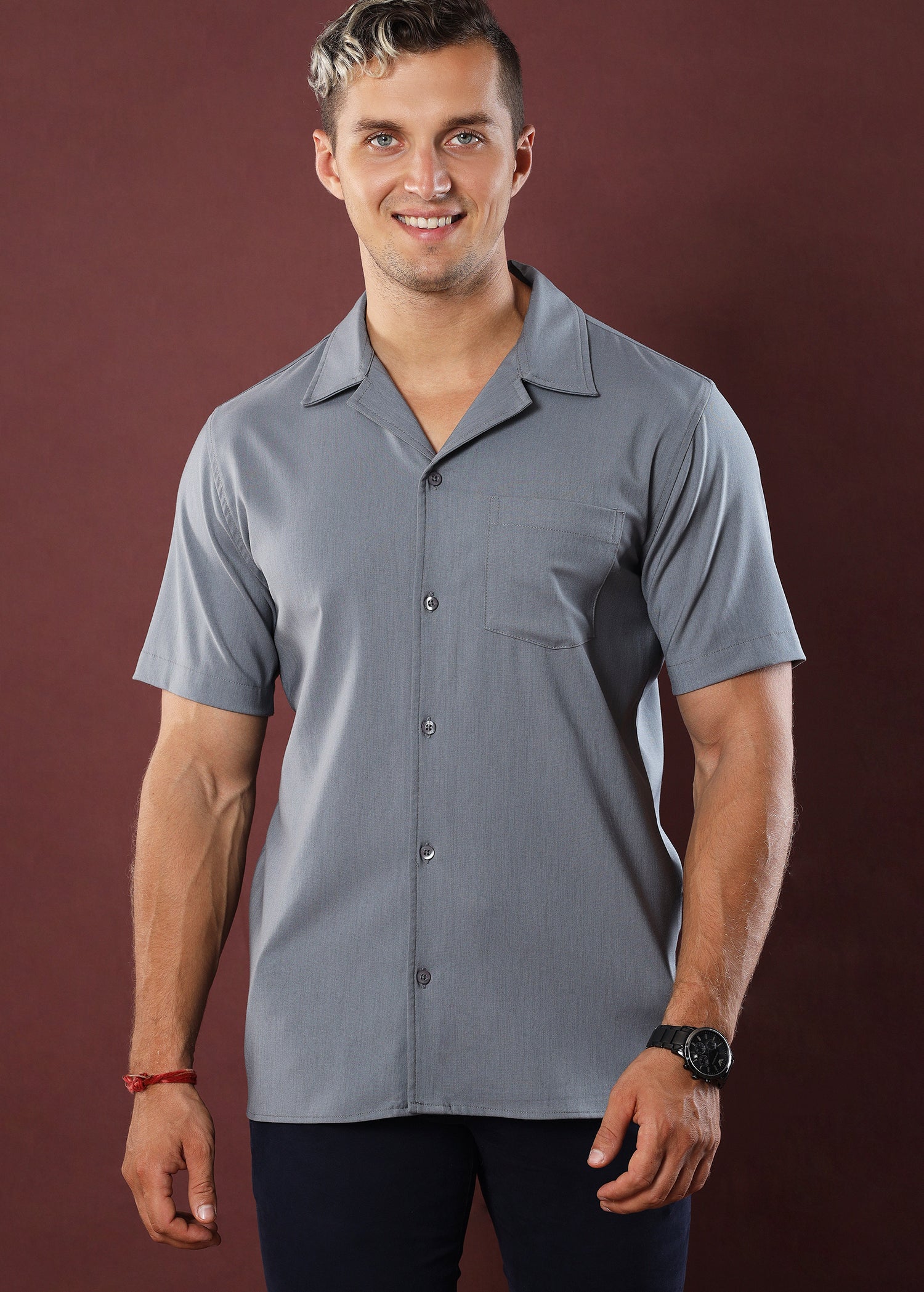 Lenon Cuban Collar S/S Shirt (Grey)