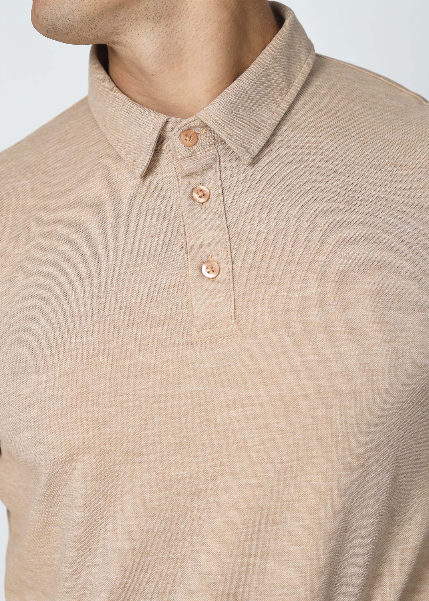 Self Collar L/S T-Shirt (Beige)