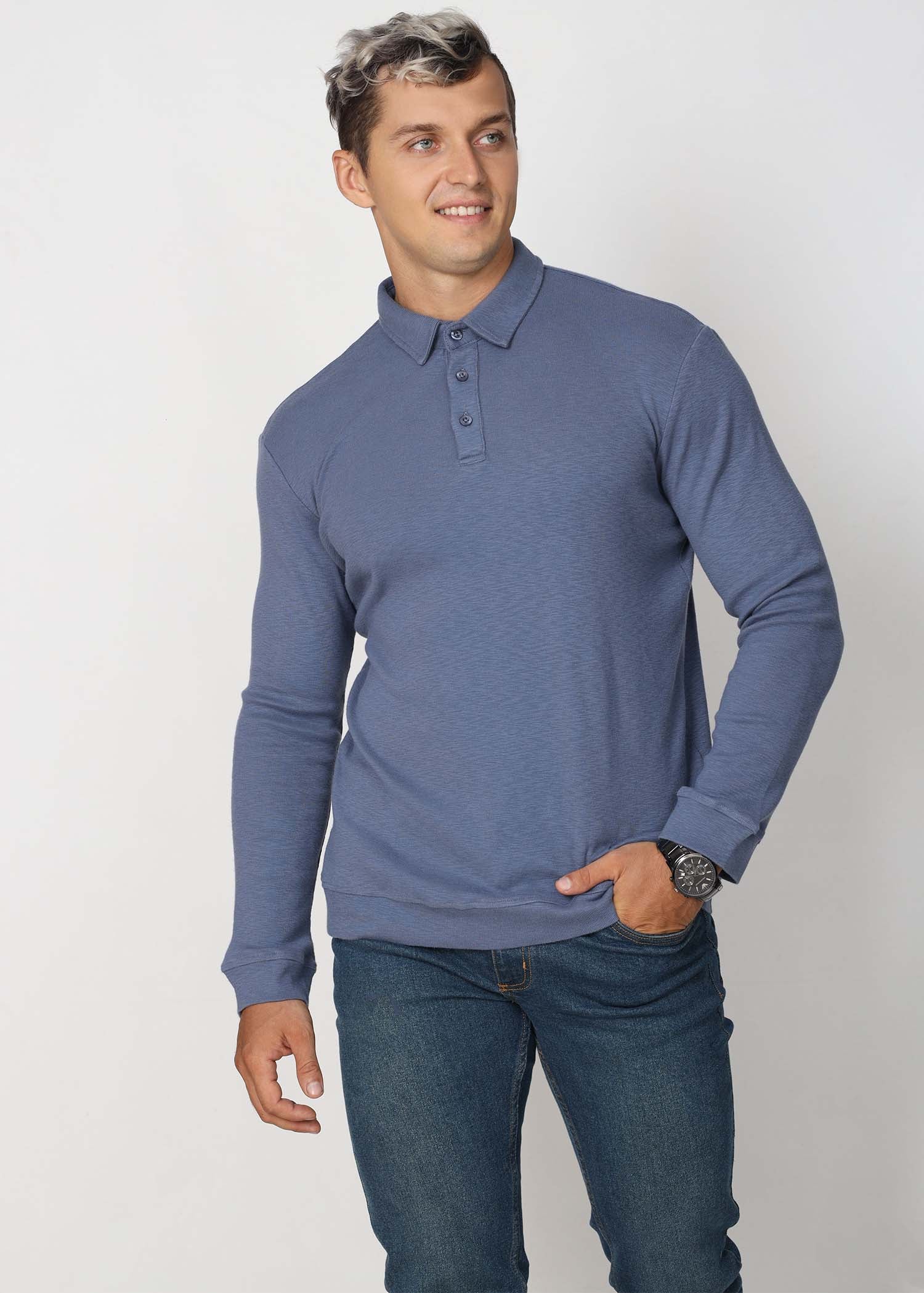 Self Collar L/S T-Shirt (Grey)