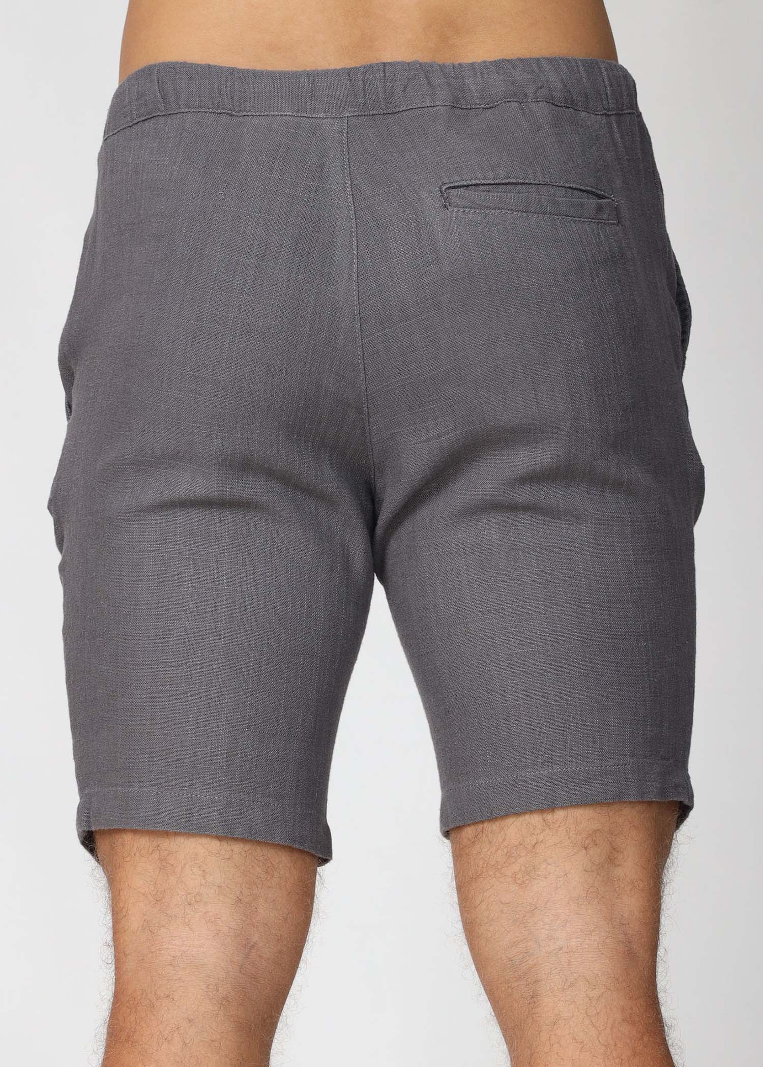 Grey Linen Draw Cord Short