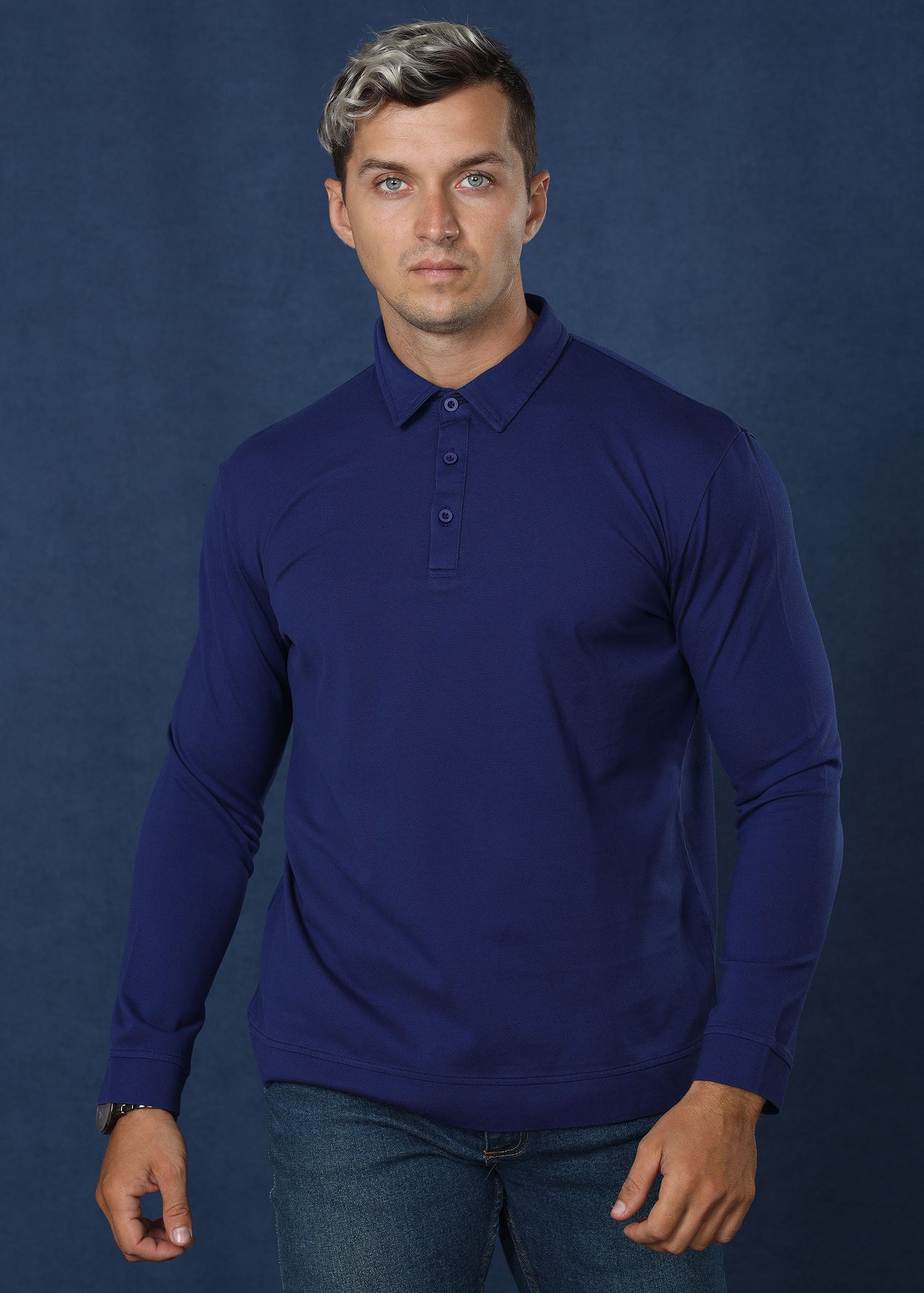 Navy Self Collar Shirt