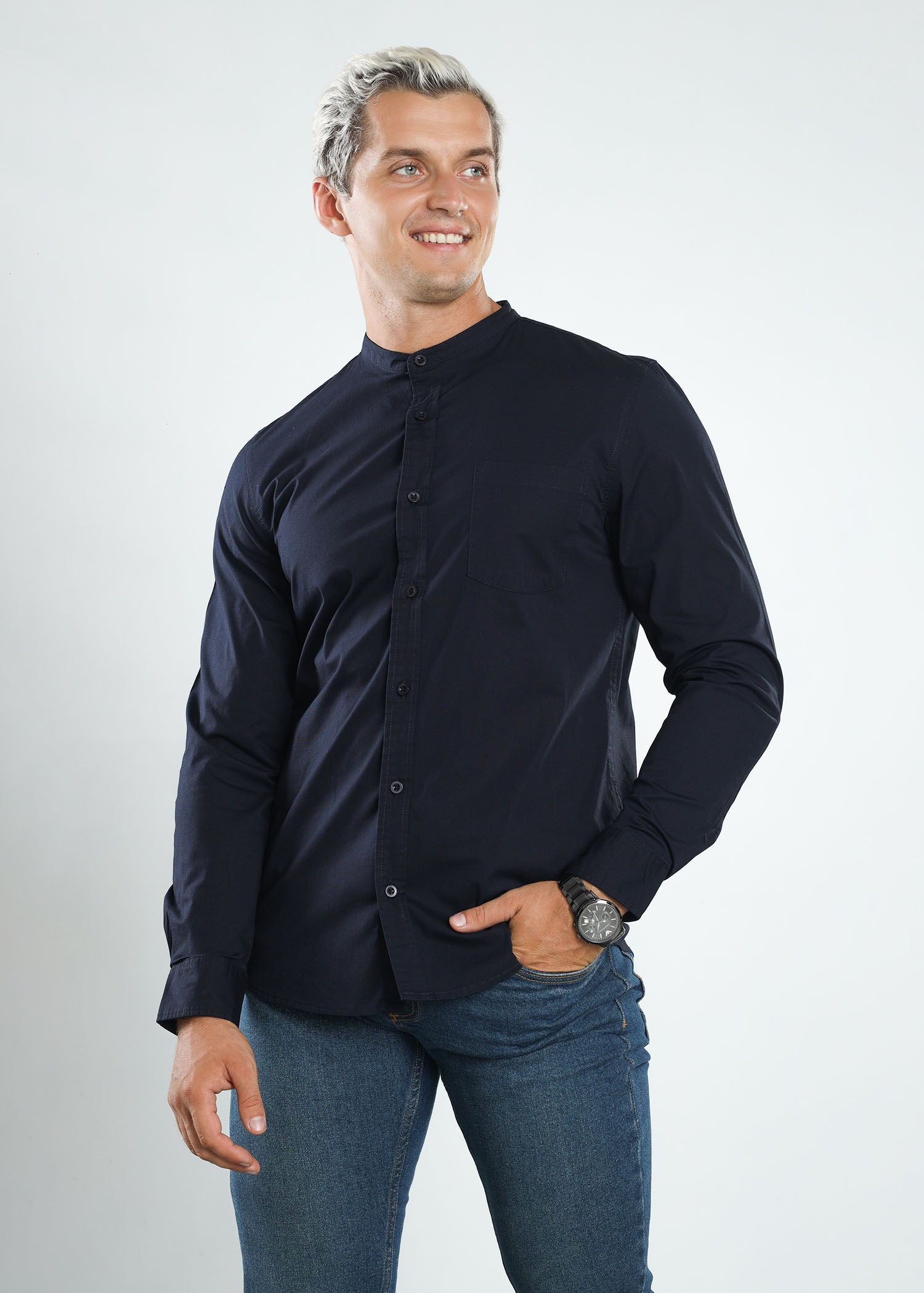 Premium Cotton Mandarin Collar Shirt