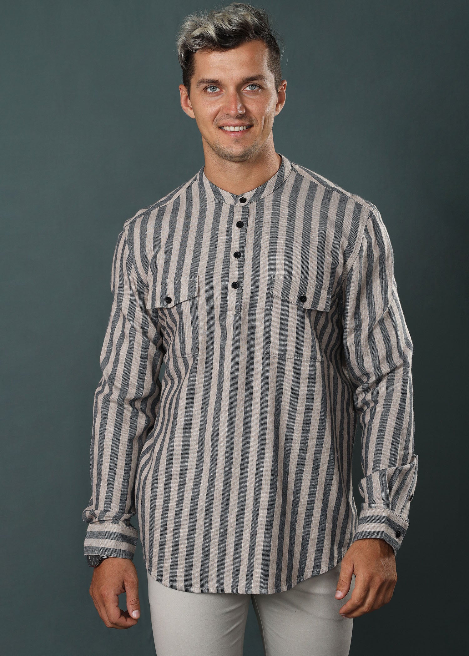 Double Pockets Stripe Shirt