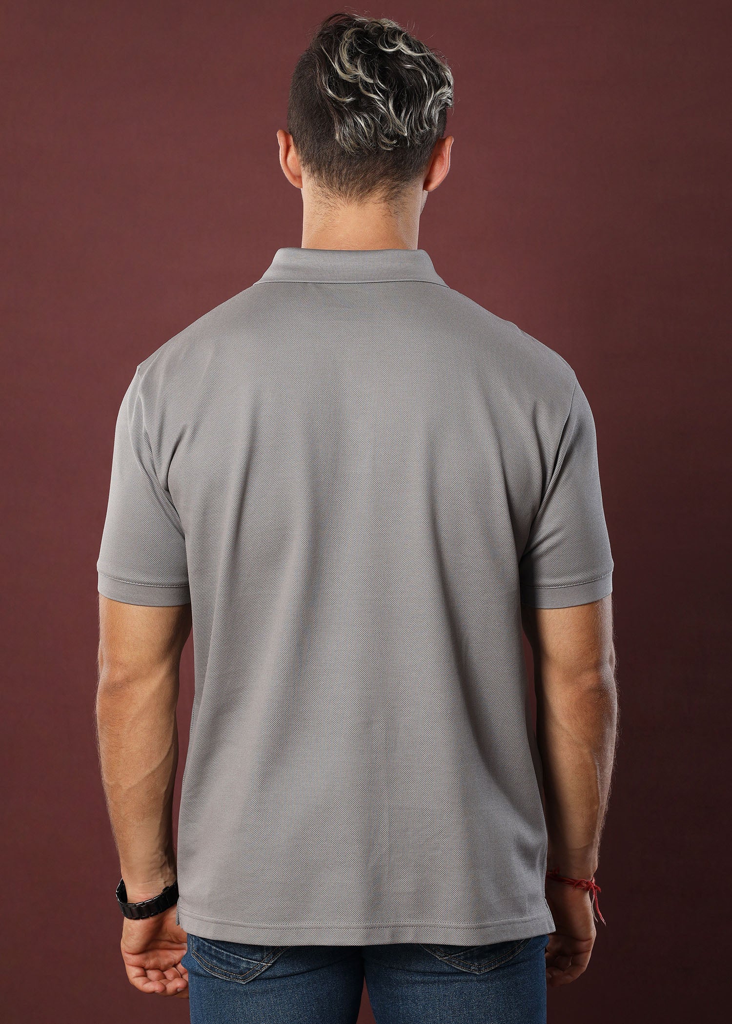 Fossil Grey Polo T-Shirt (Regular Fit)