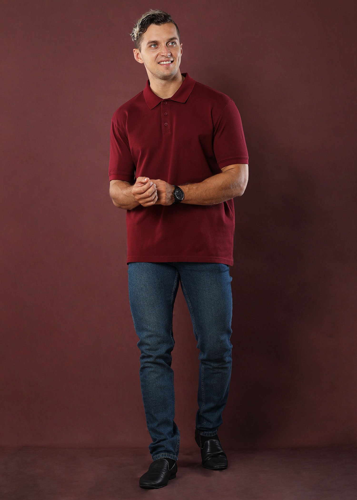 Maroon Polo T-Shirt (Regular Fit)