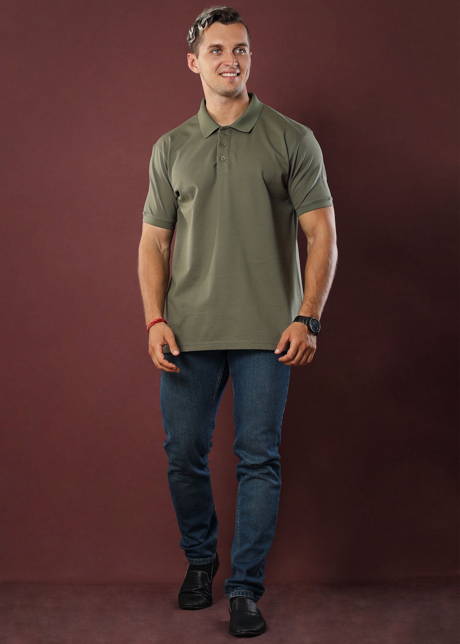 Olive Polo T-Shirt (Regular Fit)