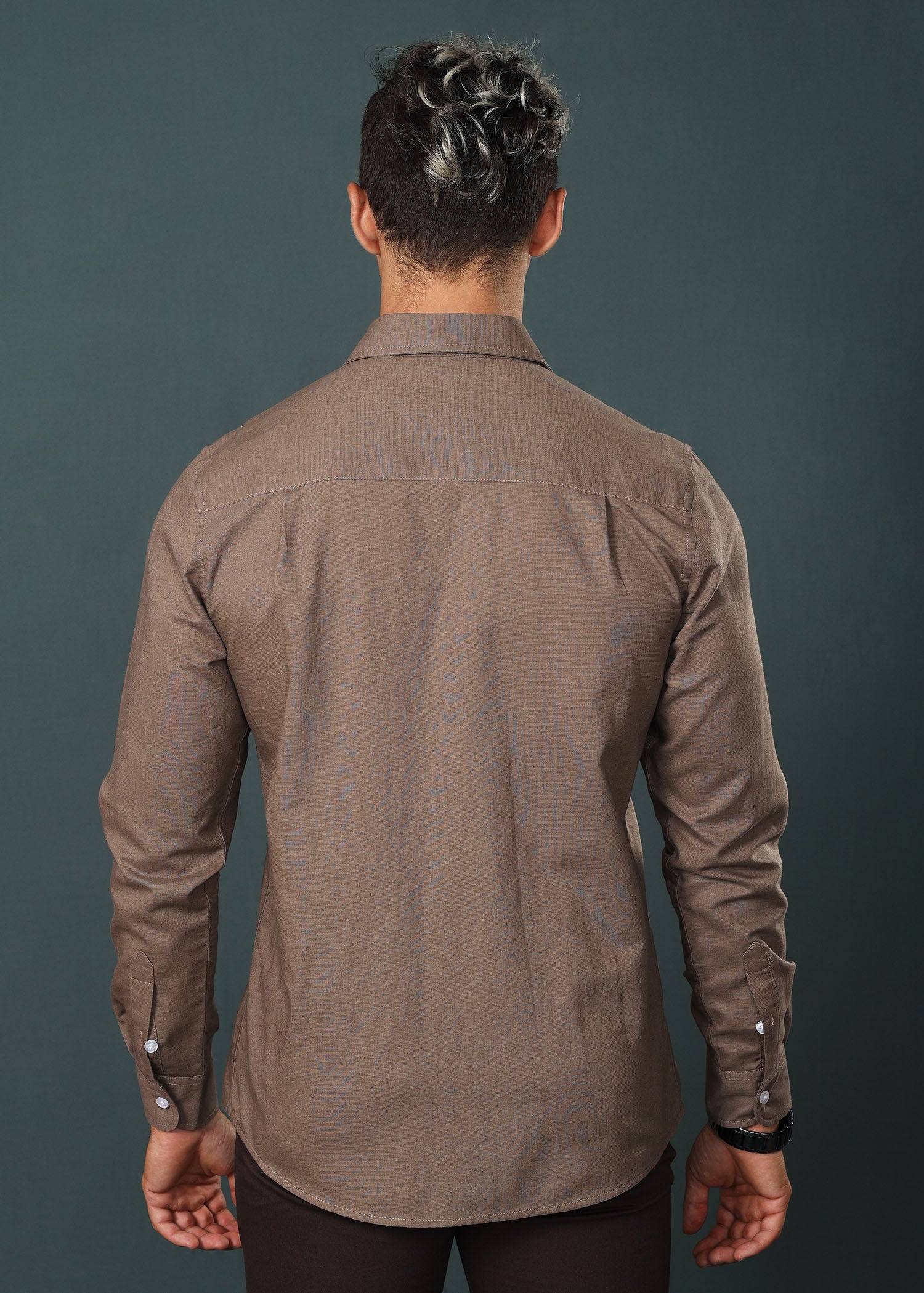 Brown Detail Linen Shirt