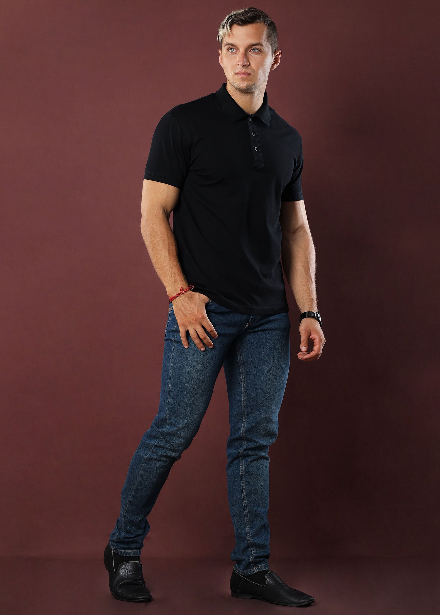 Black Polo T-Shirt (Slim)