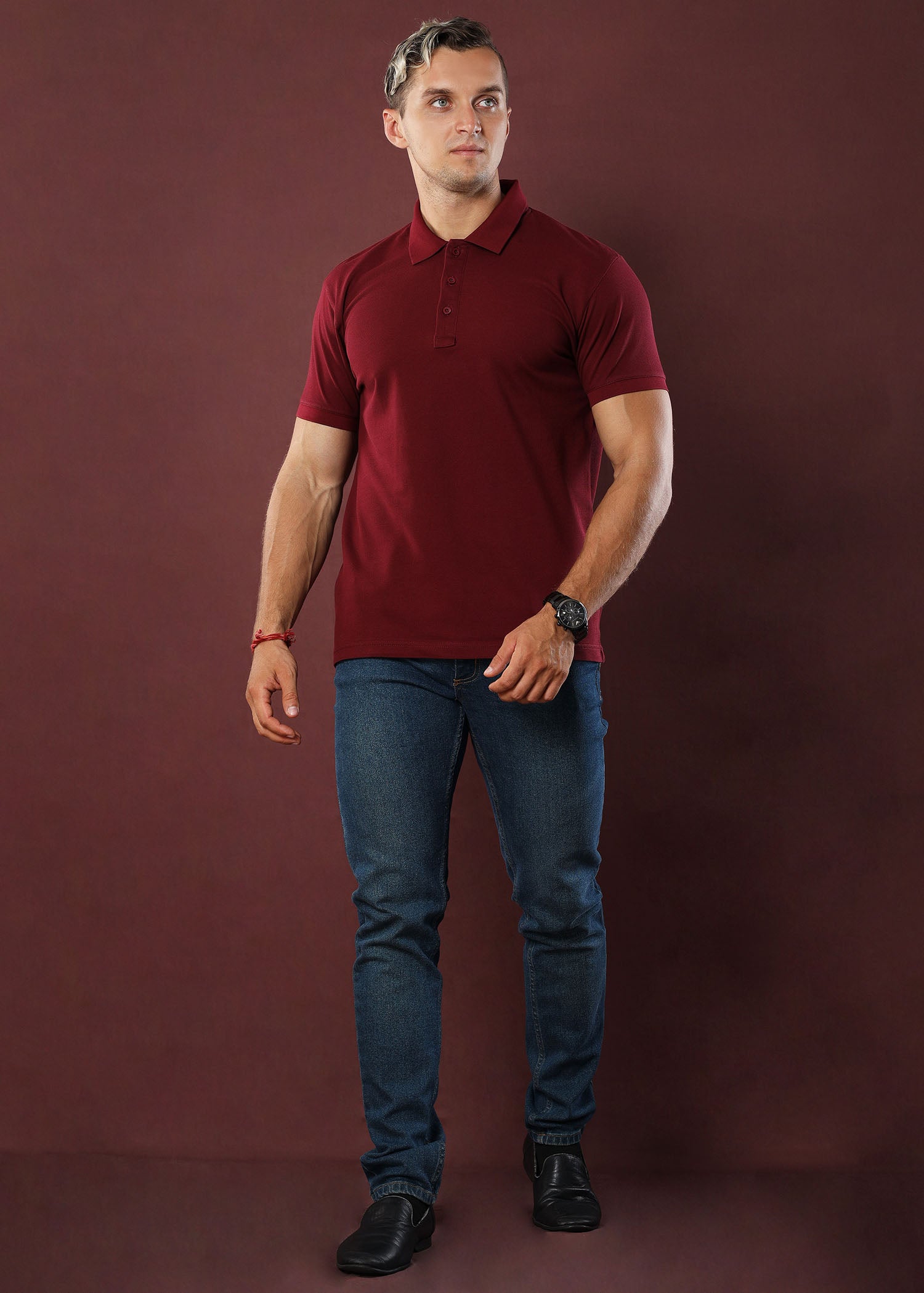 Maroon Polo T-Shirt (Slim)