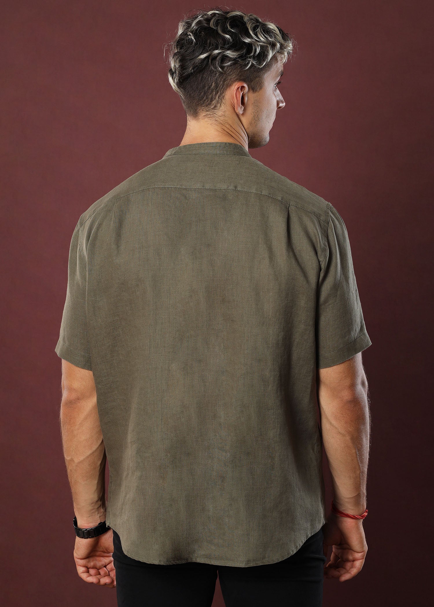 Linen Tyler S/S Shirt (Olive)