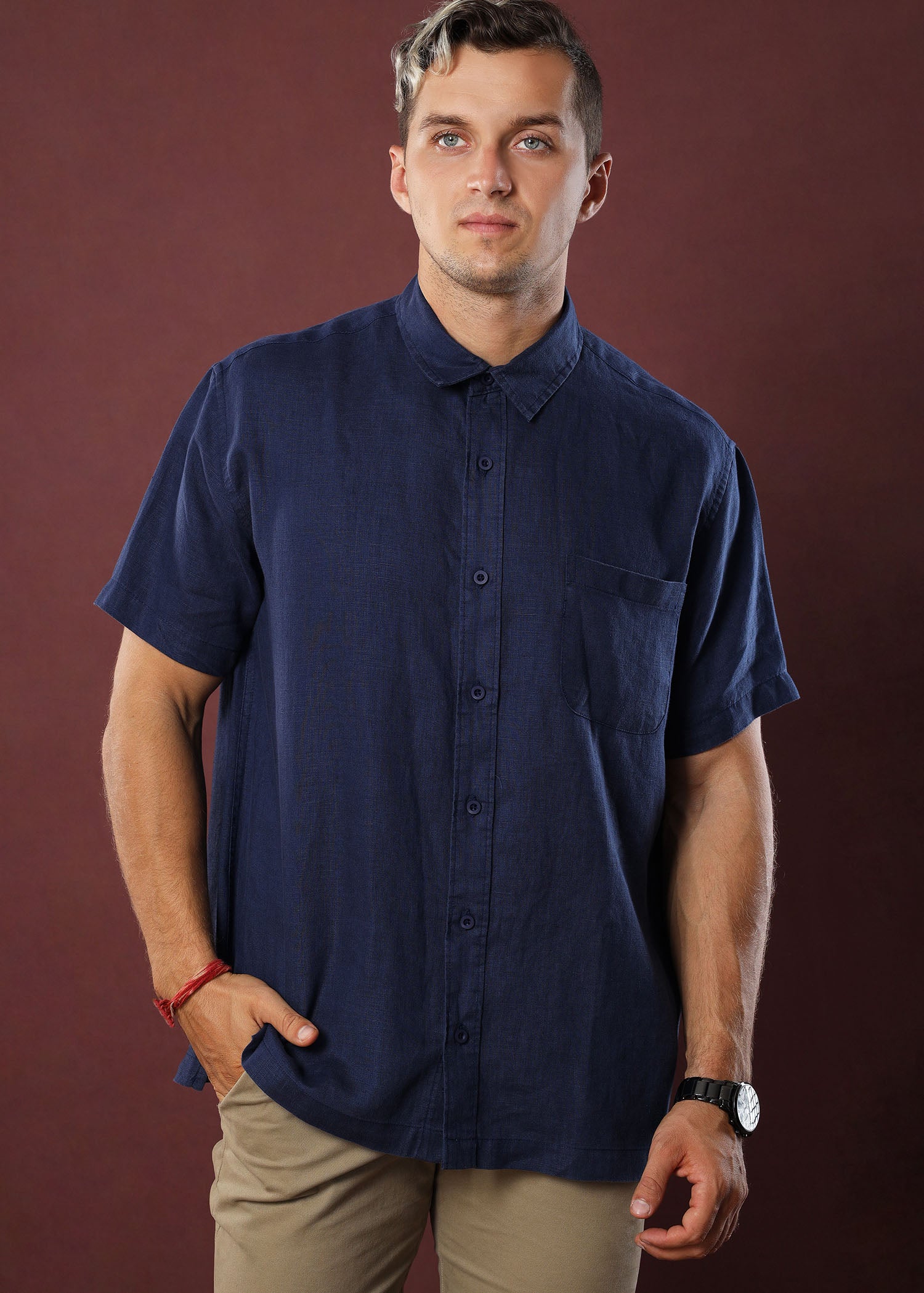 Linen Padini Shirt (Navy)